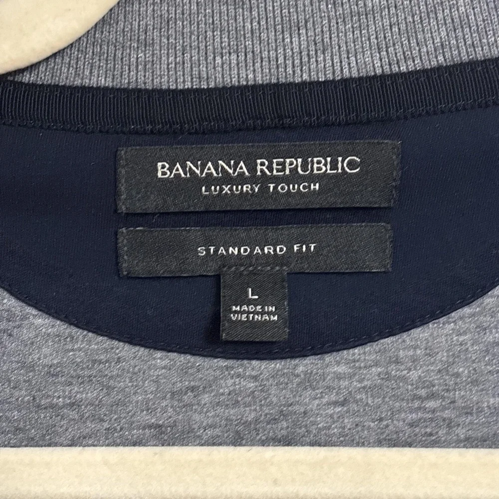 Banana Republic Polo Shirt L Gray Luxury Touch Standard Fit Cotton Soft Casual